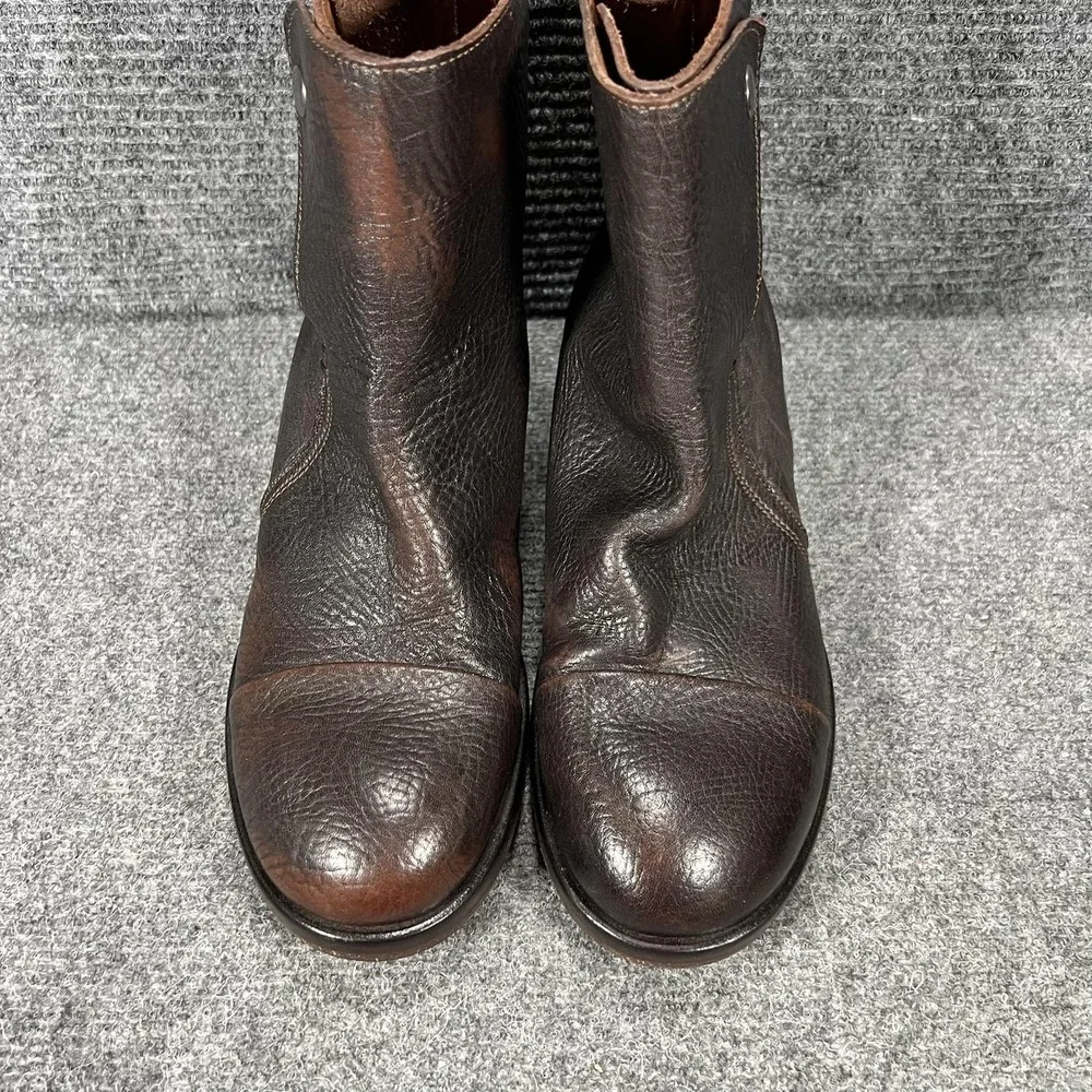 Elia Maurizi Boots Mens Size 7 Brown‎ Leather Ankle Zip Made In Italy 8117